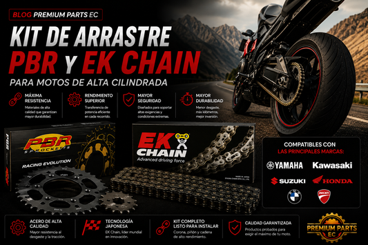 Kit de Arrastre PBR y EK Chain para Motos de Alta Cilindrada en Ecuador