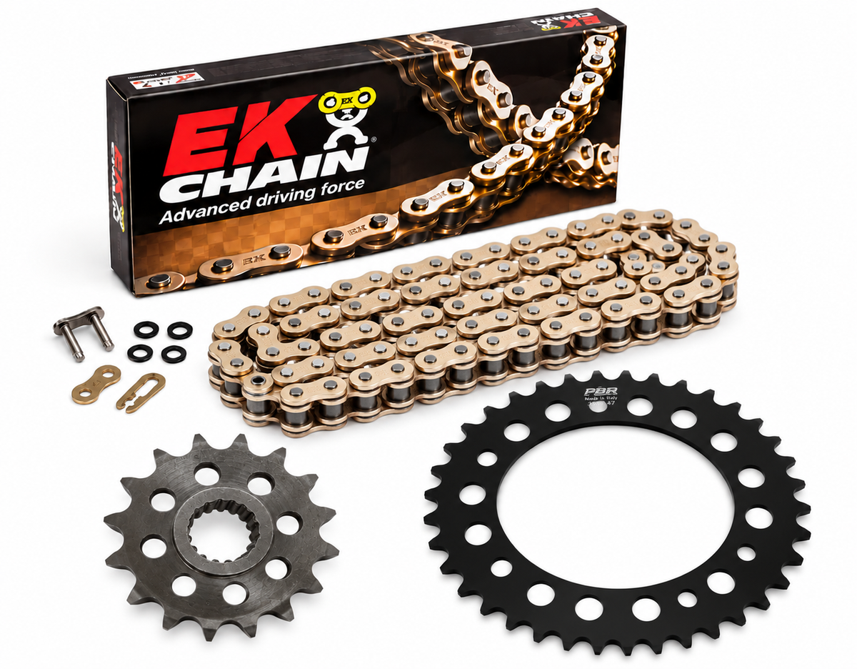 KIT ARRASTRE BMW F700GS (CADENA DORADA QX-RING-REMACHADA)